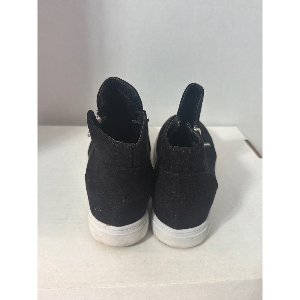 Cushionaire Hart Black Wedge Sneakers Side Zip High Top Shoes Women 8M - Picture 3 of 8